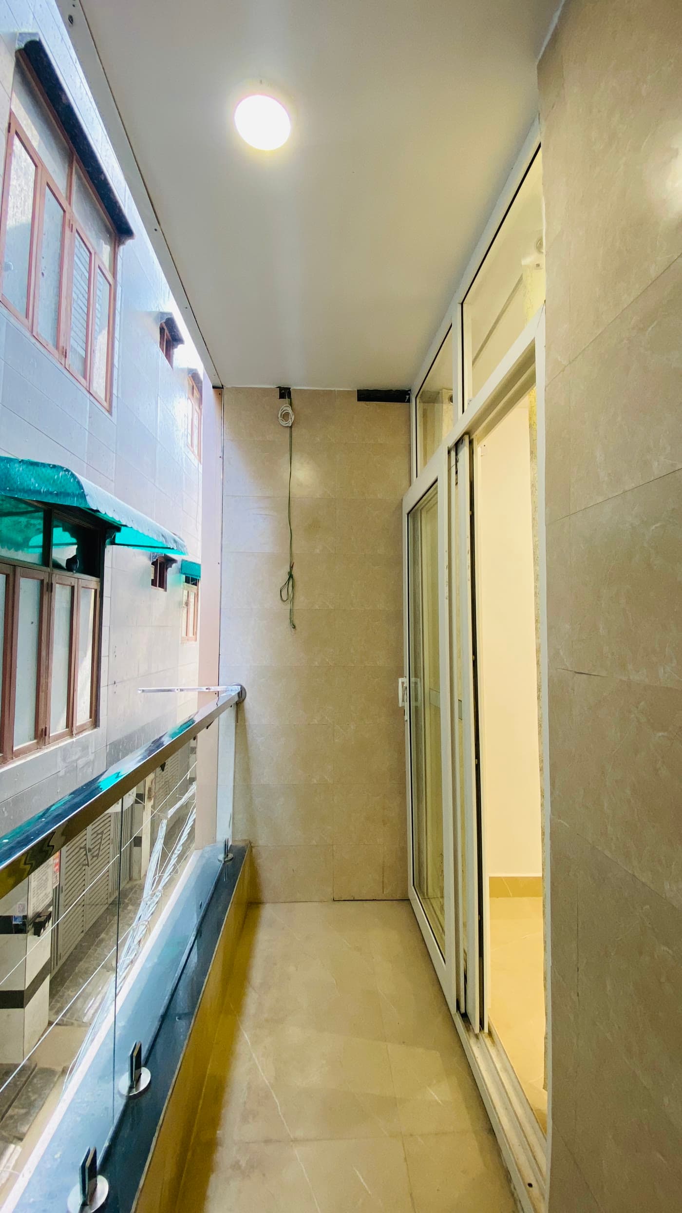 Balcony with glass railing